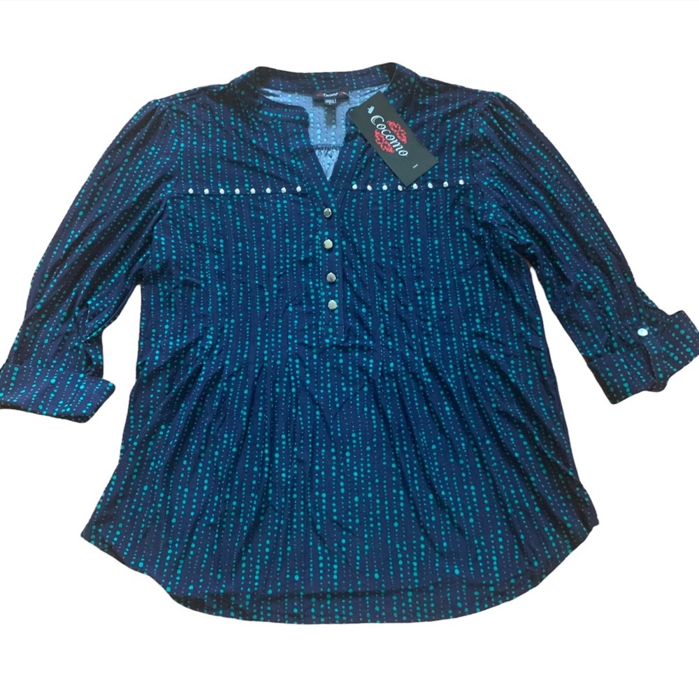 Cocomo NEW 3/4 sleeve women's Pintuck Blouse top shirt MEDIUM - Picture 8 of 14